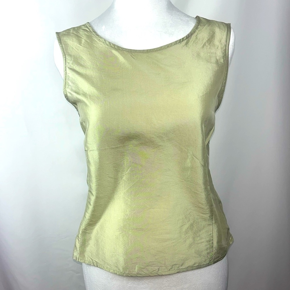 Emporio Armani scoop neck sleeveless silk blouse waist cinch panels Sz S